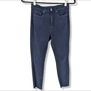 Spanx 5 Pocket High Rise Skinny Legging Jeans Blue Raw Hem Women's 28 (31 X 25)